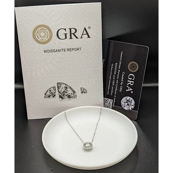 Certified 1 ct Genuine White Moissanite  necklace 925 Sterling silver 2. - Picture 6 of 8